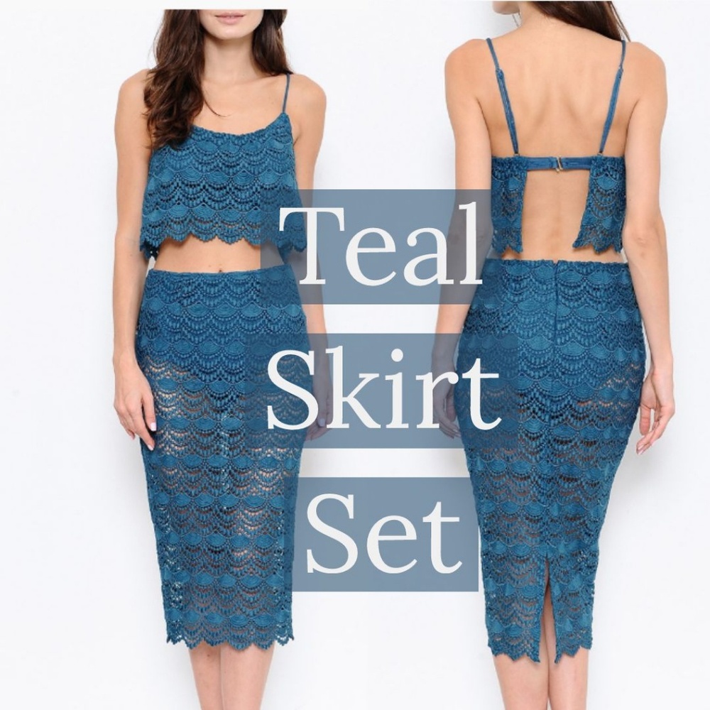 Teal Skirt Set